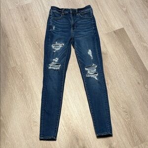 American Eagle Super High Rise Jegging Super Stretch Distressed Denim Jeans